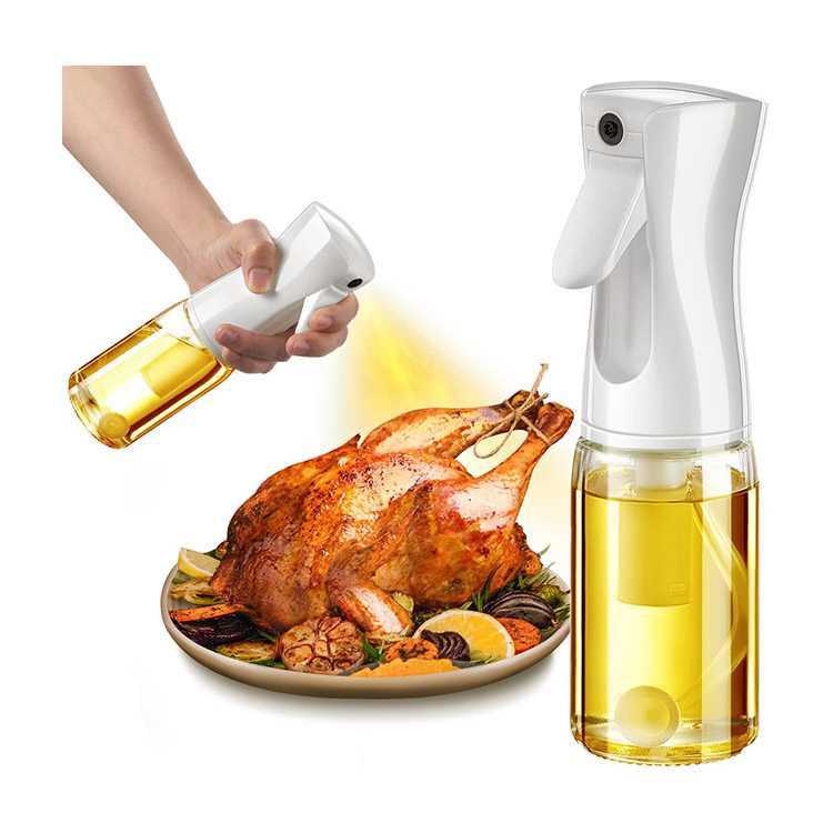 Kitchen Glass Oil Spray Bottle 200ml Transparent Pressure Olive Oil Dispenser Bottle