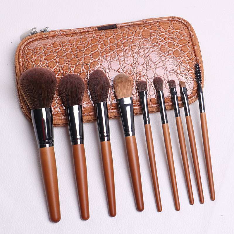 Wholesale Customize Cosmetic Blending Beauty Tool 9PCS Black Makeup Brushes Set