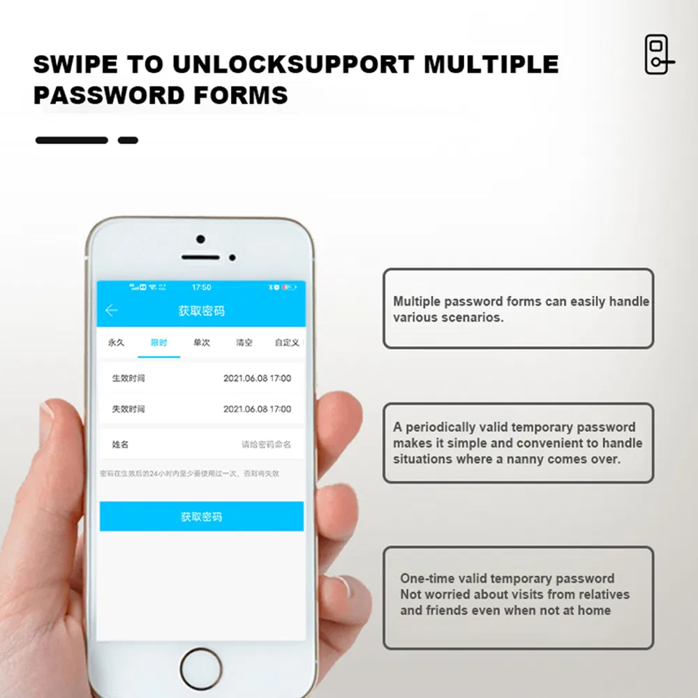 Smart Lock Cylinder Europe Tuya APP Keyless Smart Lock Cylinder with Password Card