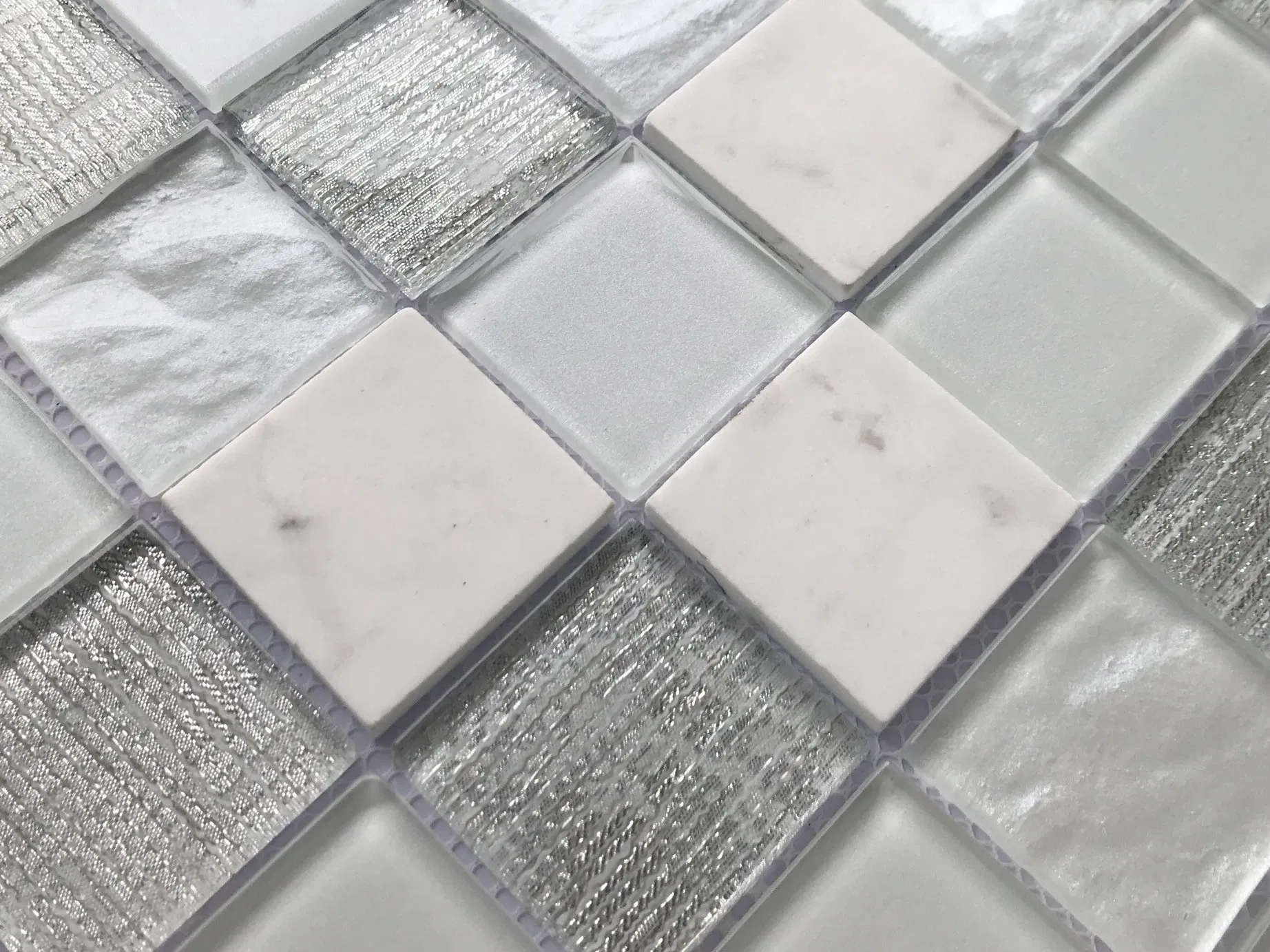 Мозаичная плитка Glass Mix White Stone 300x300 мм