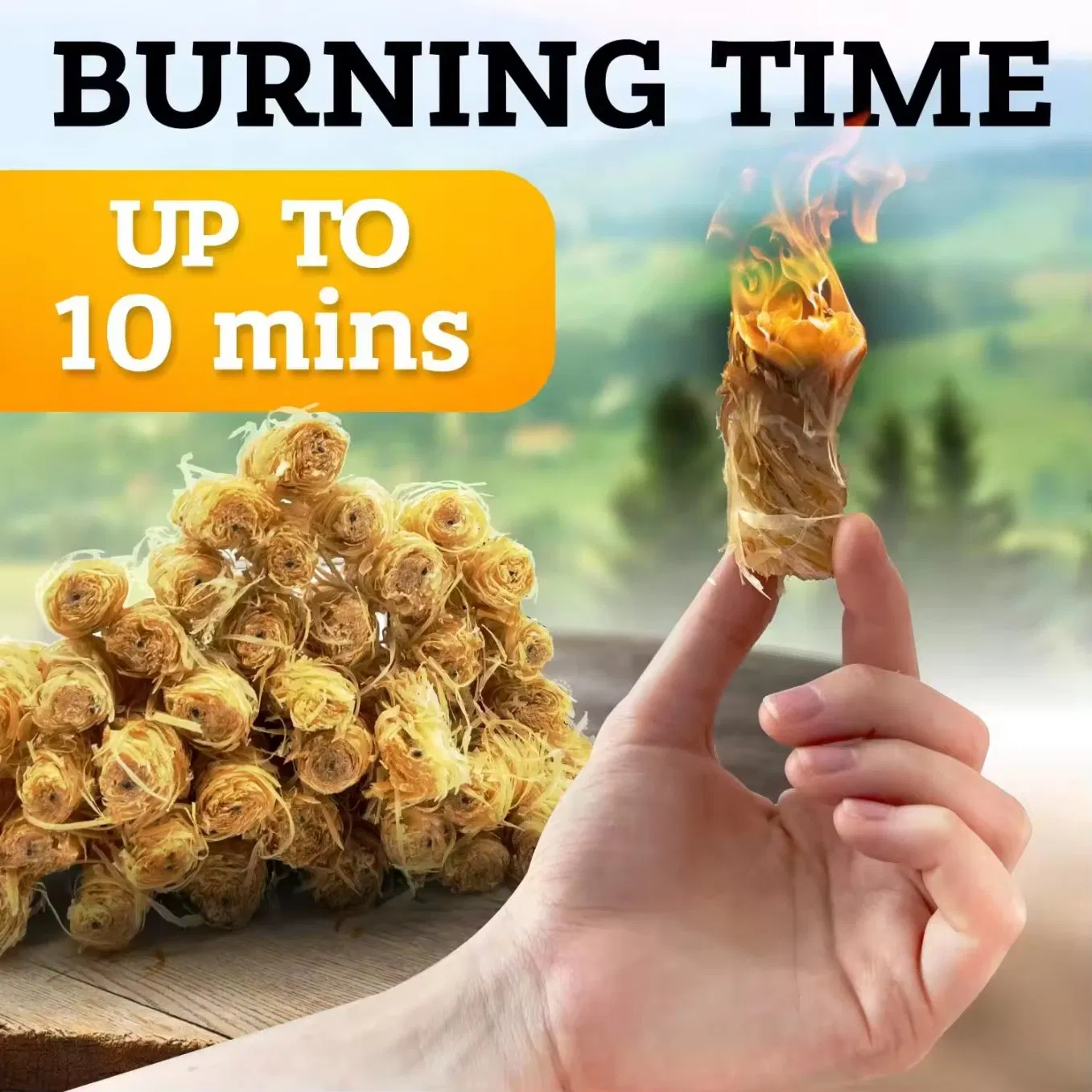 Natural Pine Fire Starters for Easy Campfire and Grill Lighting