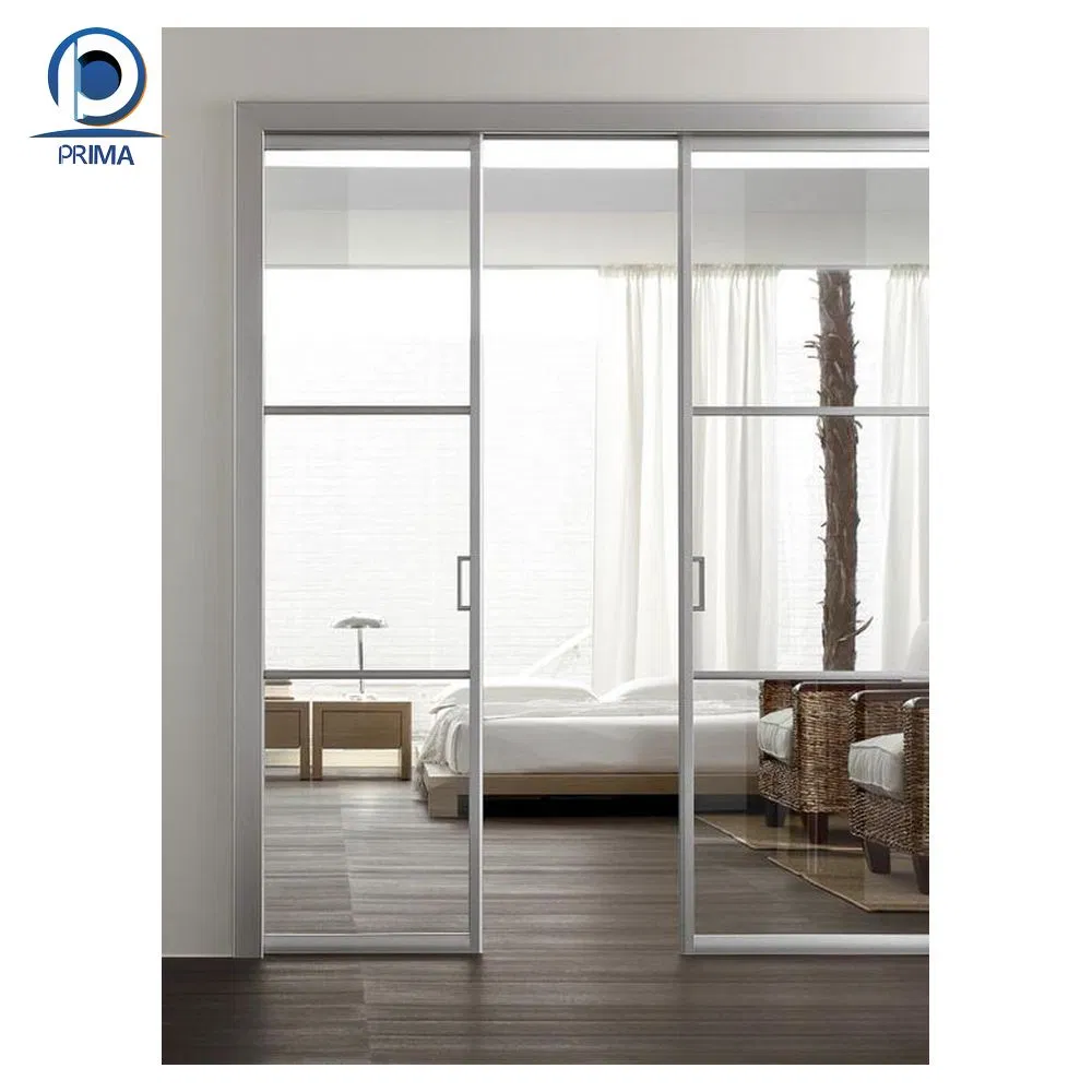 Узкая алюминиевая дверь Prima со стеклом