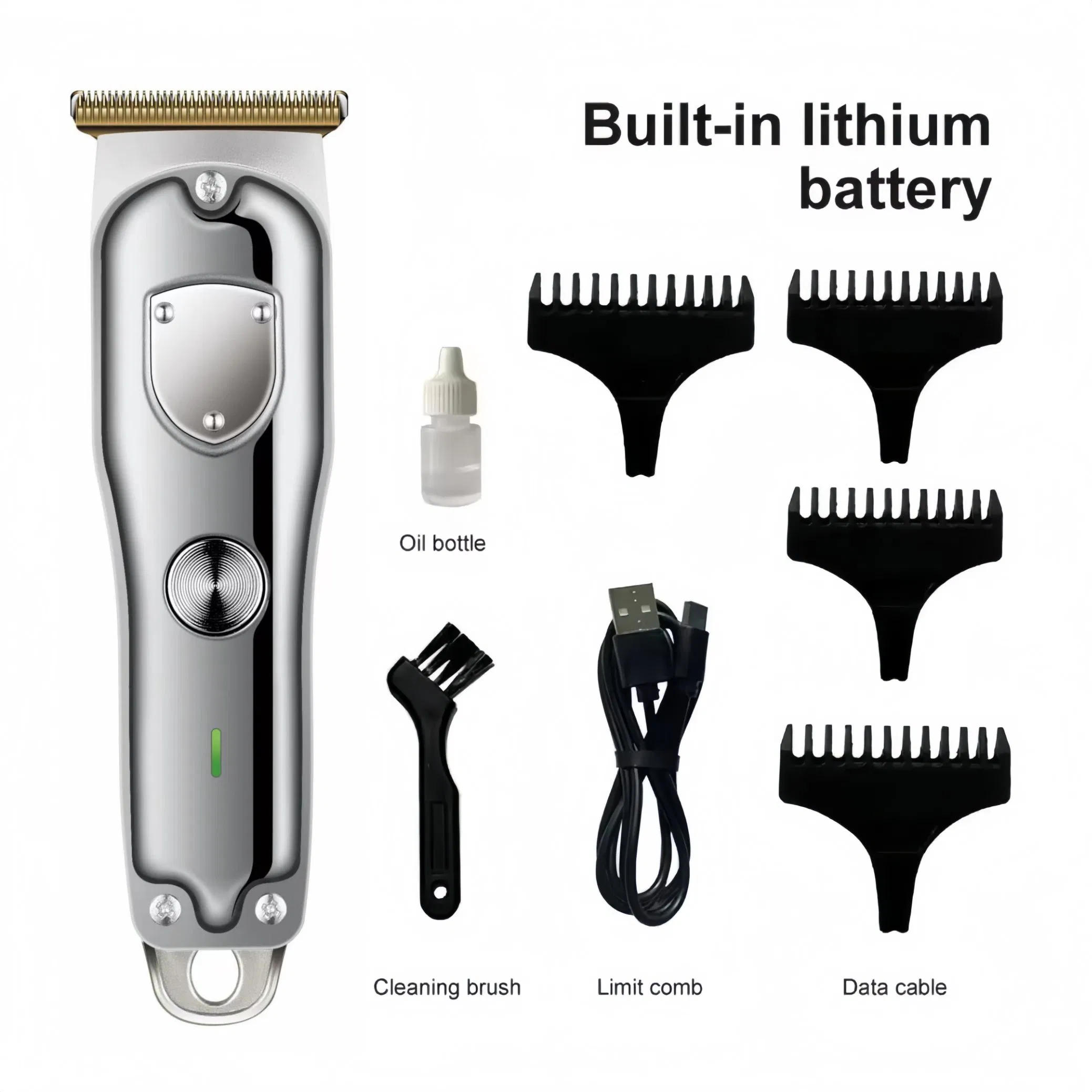 Professional Silver Barber Manufacturer Hair Cut Rechargeable Electric Men Clipper