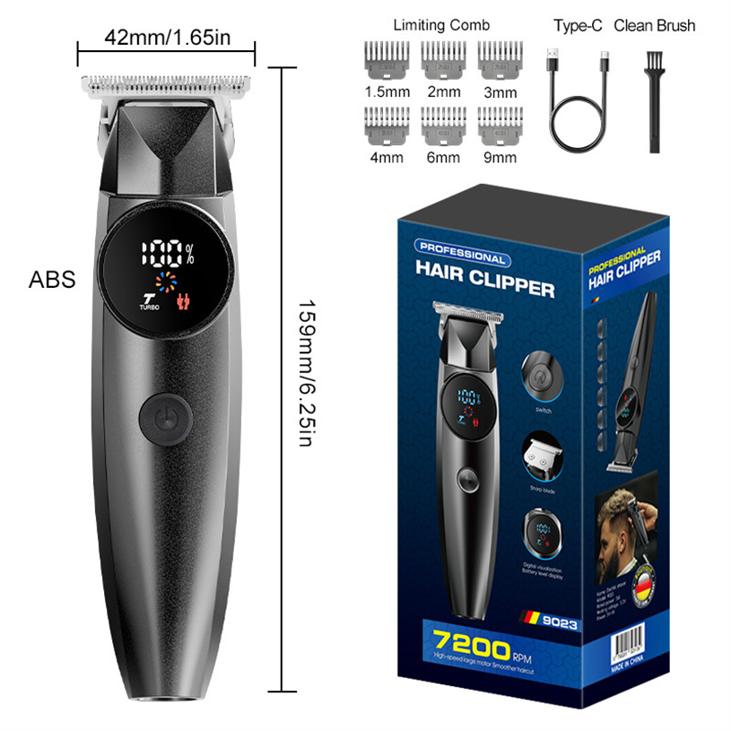 Waterproof Professional Electric Hair Clipper, Fast Charging Oil Head Hair Cutting Salon, Bald Head Electric Clipper, Household Hairdressing Clipper