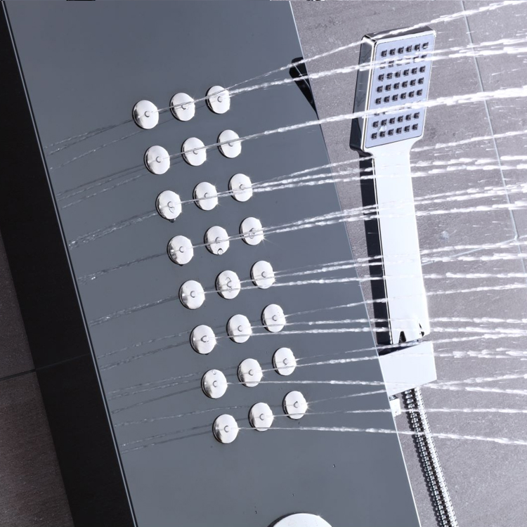 Sanipro Modern Black Stainless Steel Rain Shower System Mixer Faucet Bathroom Waterproof Wall Mounted Smart Shower Panels