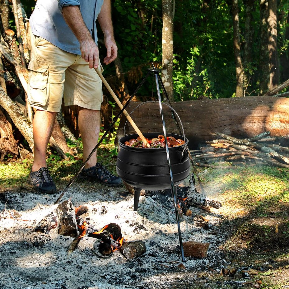Чугунный котелок Potjie с тремя ножками для походной кухни