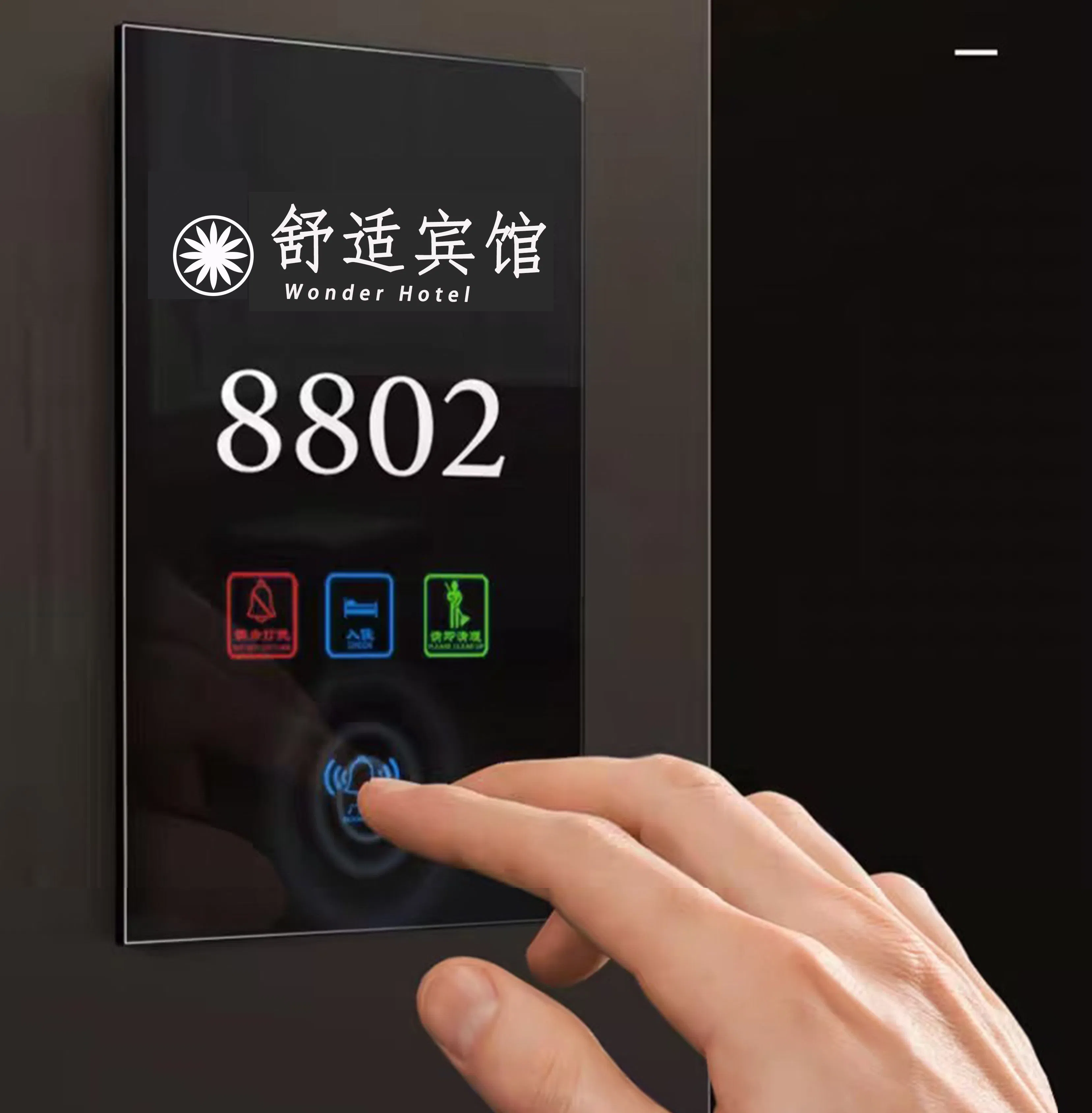 Tempered Glass LED Doorplate Touch Doorbell Dnd Mur Logo Room Number Sign Electronic Doorplate Do Not Disturb Room Status Panel