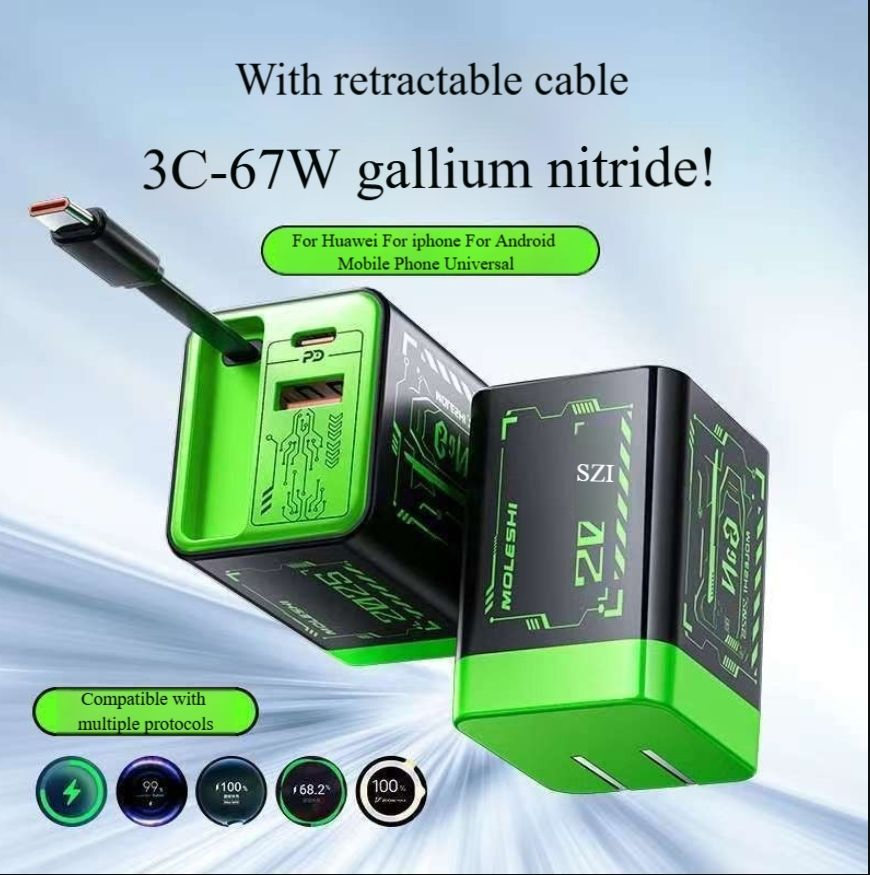 Быстрое зарядное устройство 67W GaN с двумя портами USB-C