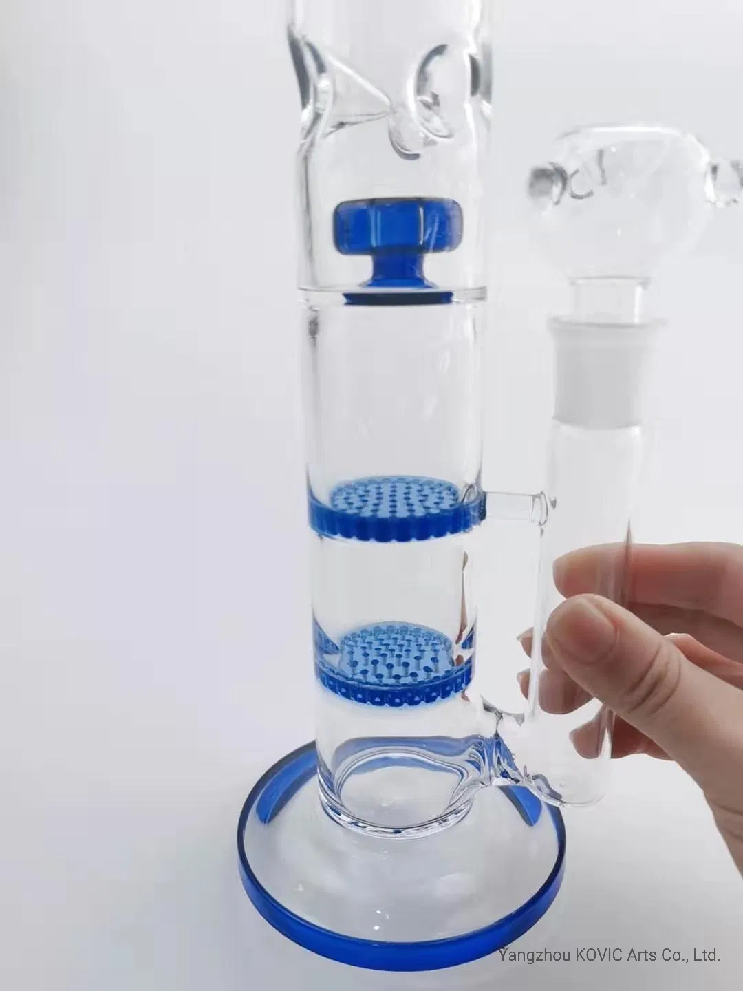 Blue Glass Pipes Water Pipes Two Honey Comb Perk Hookah Shisha