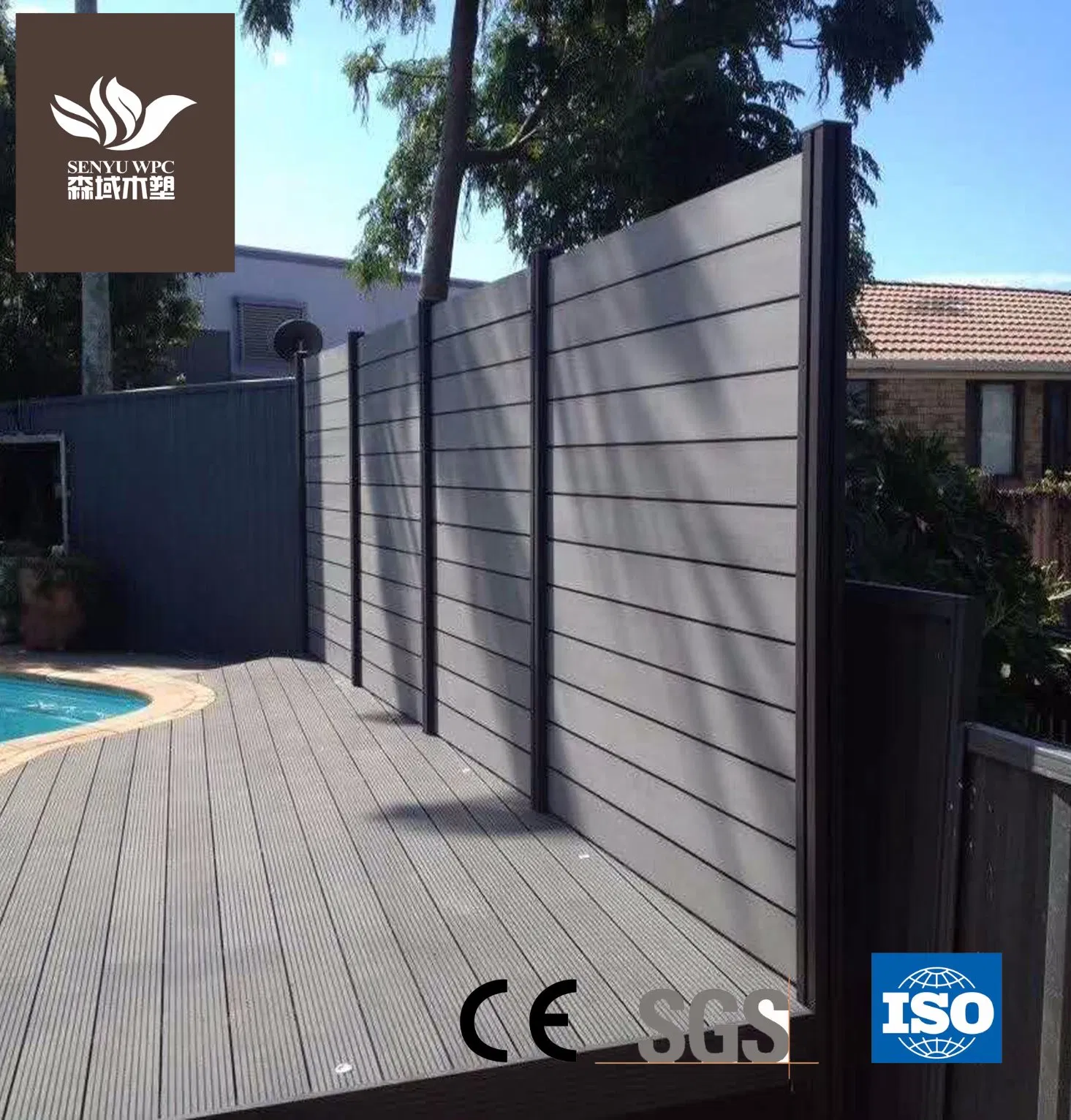 Outdoor Wood Plastic Composite WPC Fencing with Aluminium Alloy