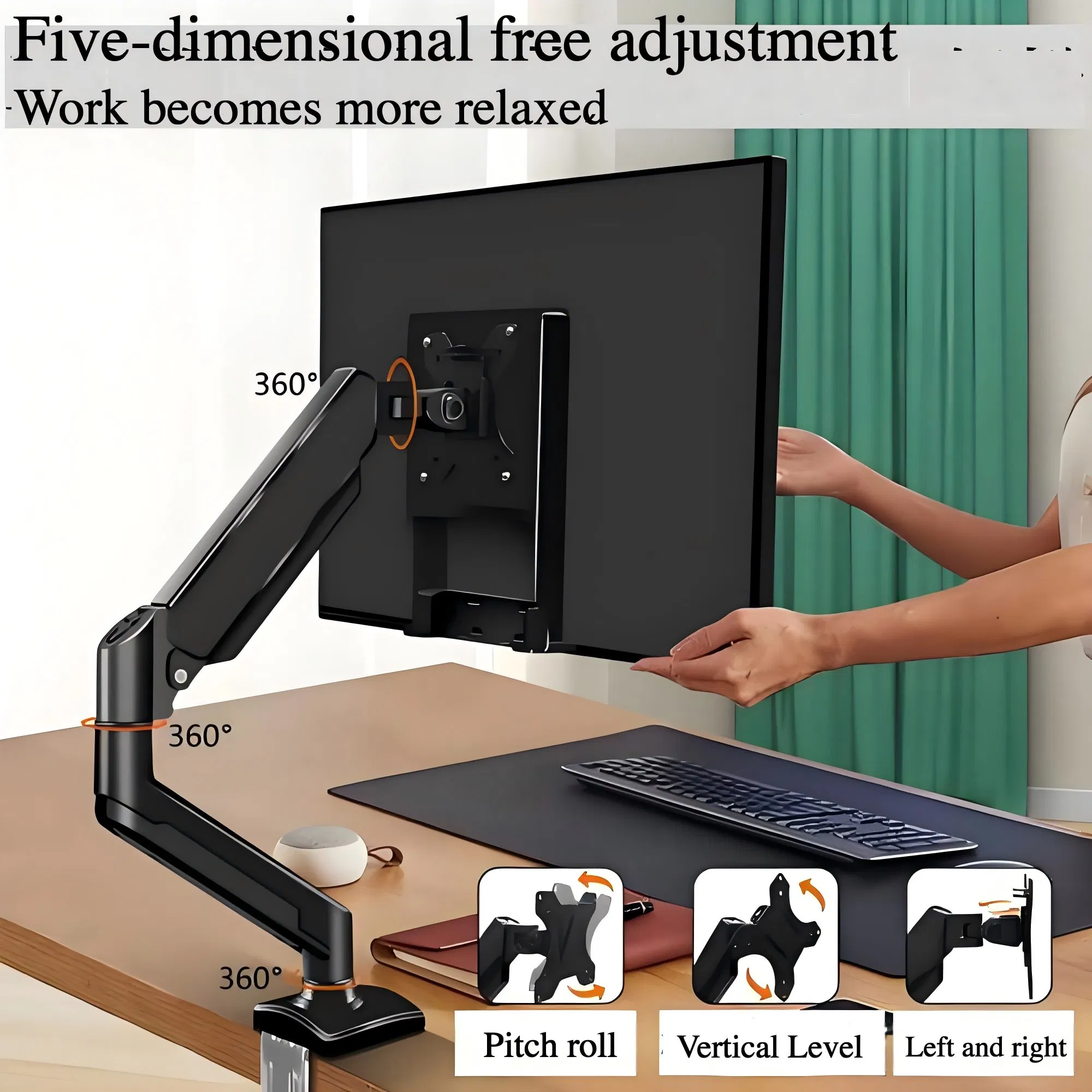 Кронштейн для монитора YUNPENG, настольный, черный