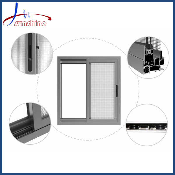 OEM Metal Commercial Windproof Aluminium Sliding Window with Strong Glass