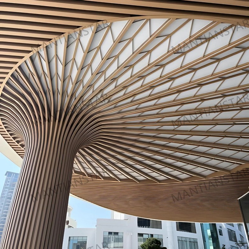 Customized Various Arc-Shaped Waves Curved Metal Ceiling Aluminum Wavy Baffle Ceiling
