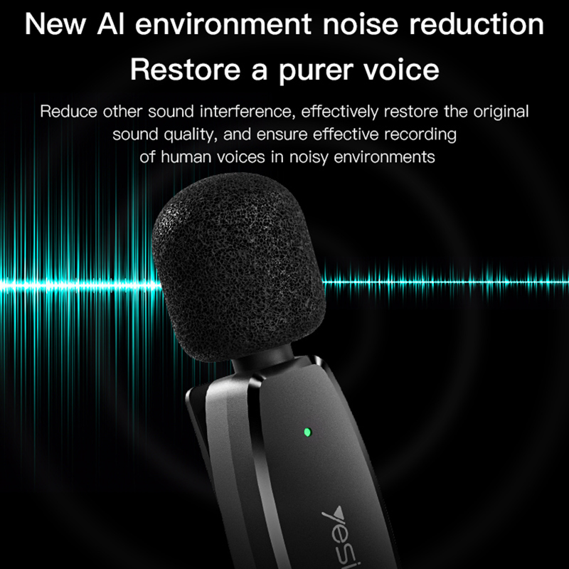 Yesido Kr11 Type-C Wireless Microphone - Clip Design, Low-Delay Video Recording Mic (1 Transmitter + 1 Receiver)