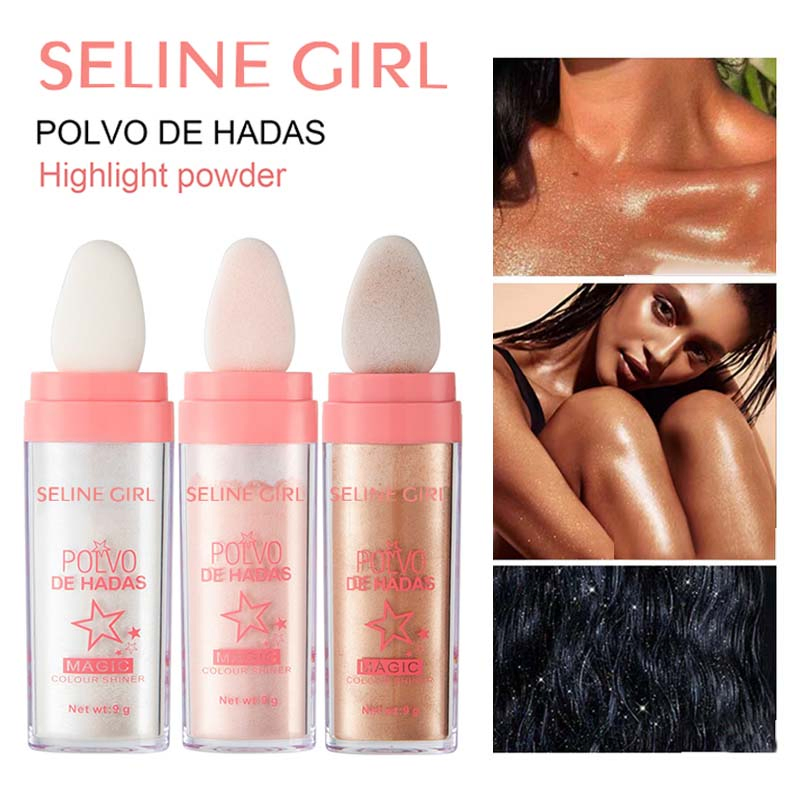 Seline Girl 9g Highlight Powder Pat Face Body Shimmer Highlighter