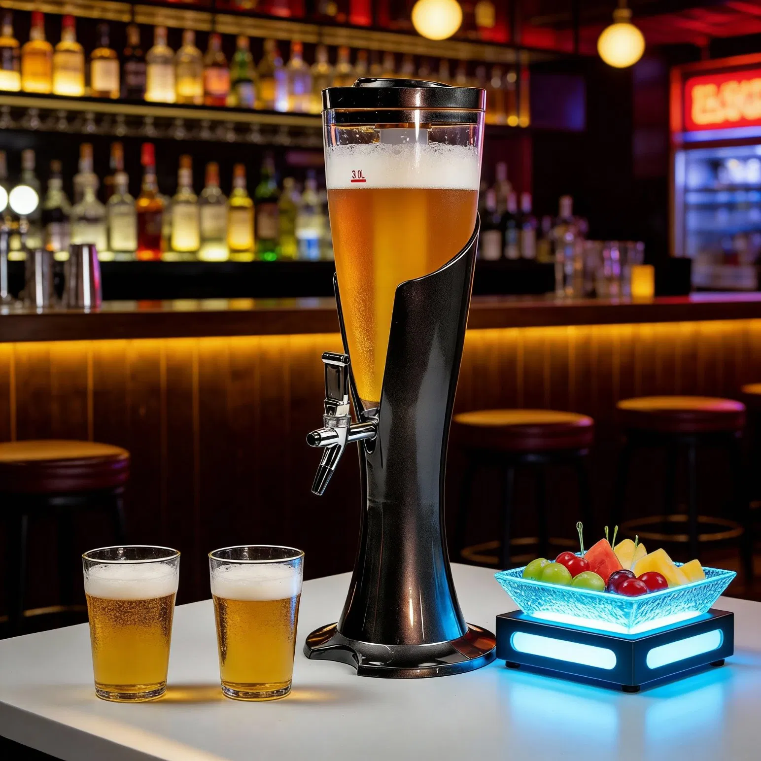 Factory Custom Logo Color PC Plastic Juice Beverage 1L 2L 3L Portable Draft Beer Dispenser Water Cooler Beer Tower with Ice Tube for Home Bar Nightclubs Party