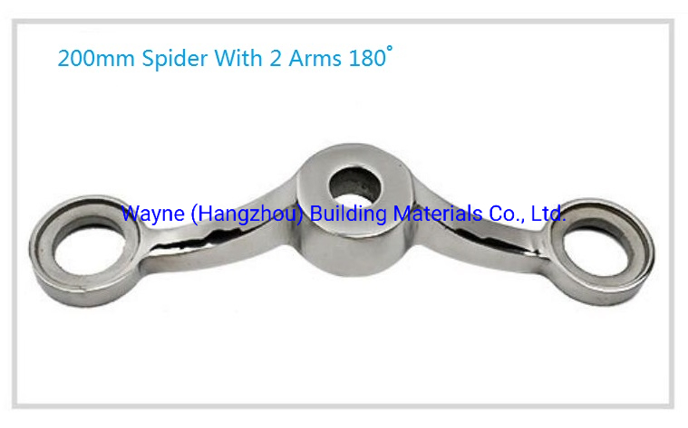 200mm Stainless Steel Glass Spider with 2 Arms 180° ; Glass Fitting Hardware, Point-Fixed Curtain Wall Hardware with High Quality and Best Price