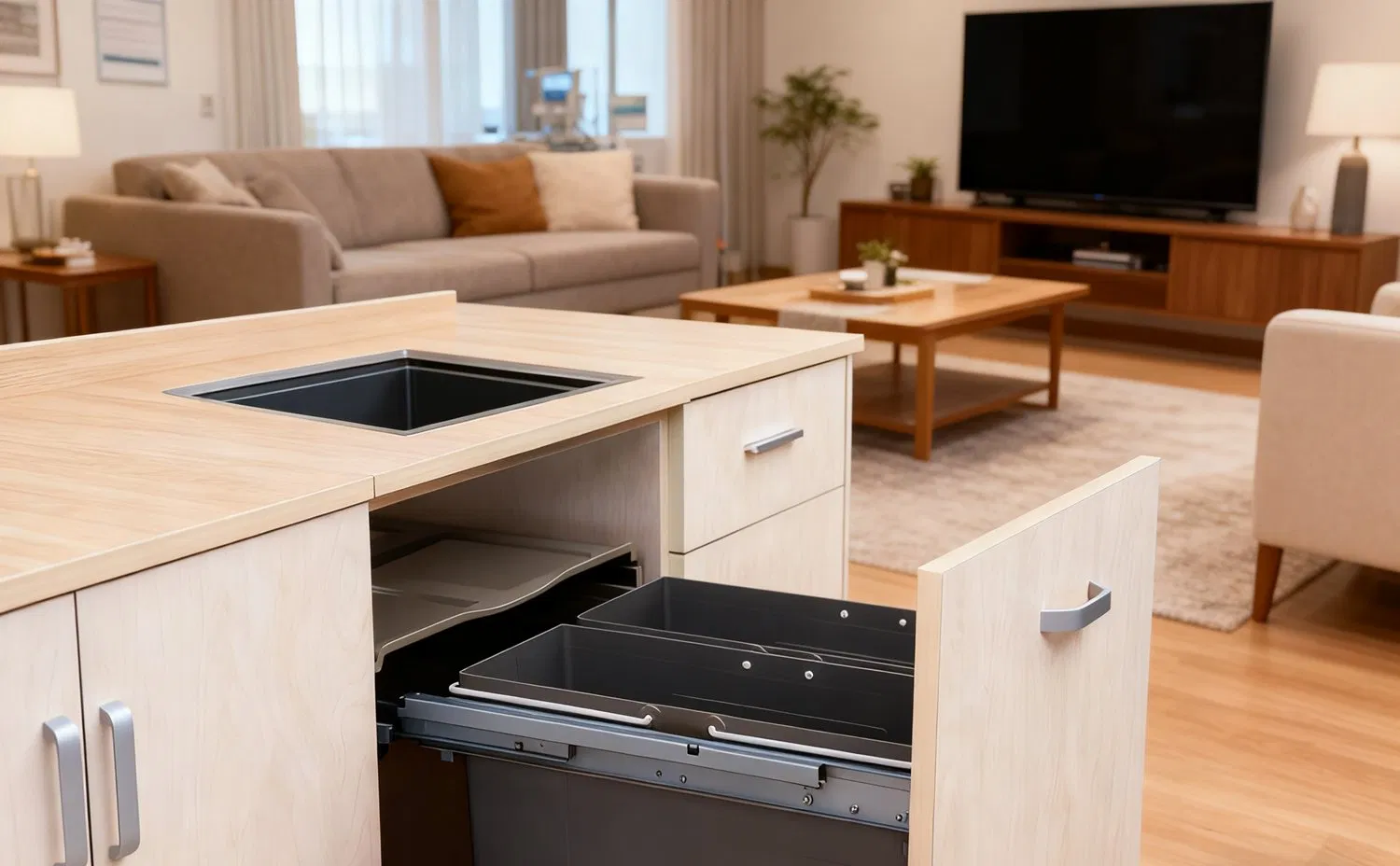 Встроенная выдвижная урна для кухни Tekey