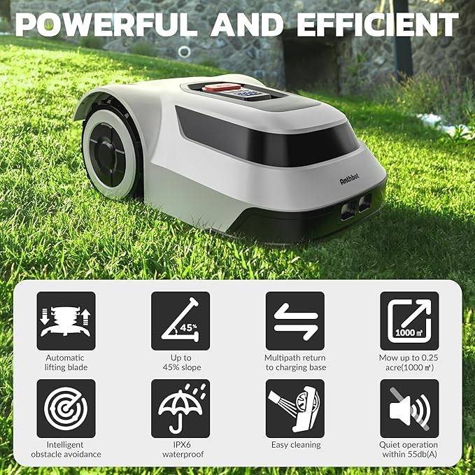APP Control Self-Charging Boundary Wireless Collision Avoidance Robotic Lawnmower for Medium Yards