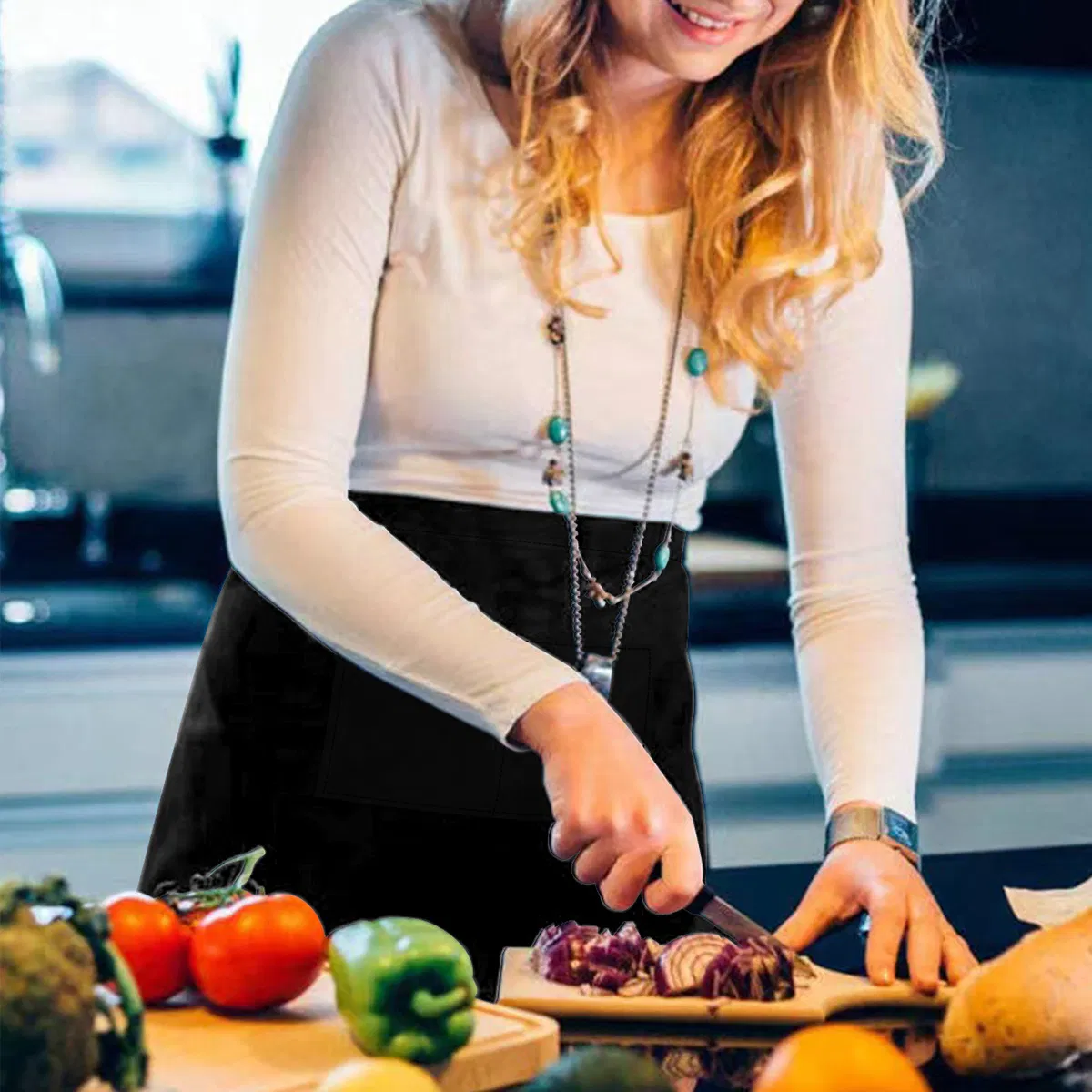 Large-Sized Skirt, Bar Coffee, Solid-Colored Professional Apron, Chef's Half-Length Apron
