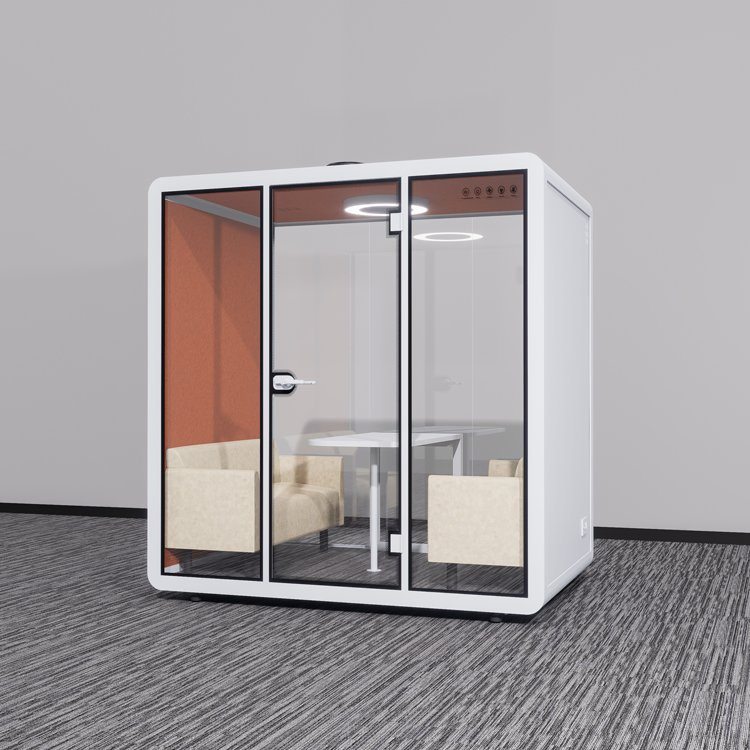 Multipurpose Collaboration Soundproof Office Booth with 4-Seat Capacity for Team Brainstorming