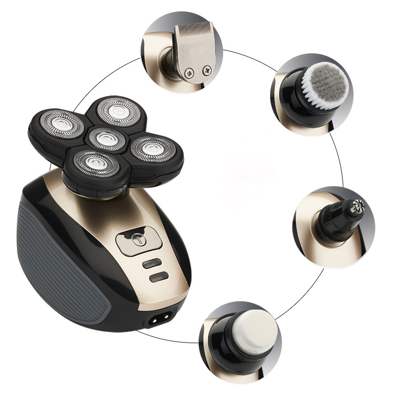 5 in 1 Multi-Functional Floating Rotary Electric Shaver Hotel Home Waterproof USB Charging Bald Facial Hair Clipper