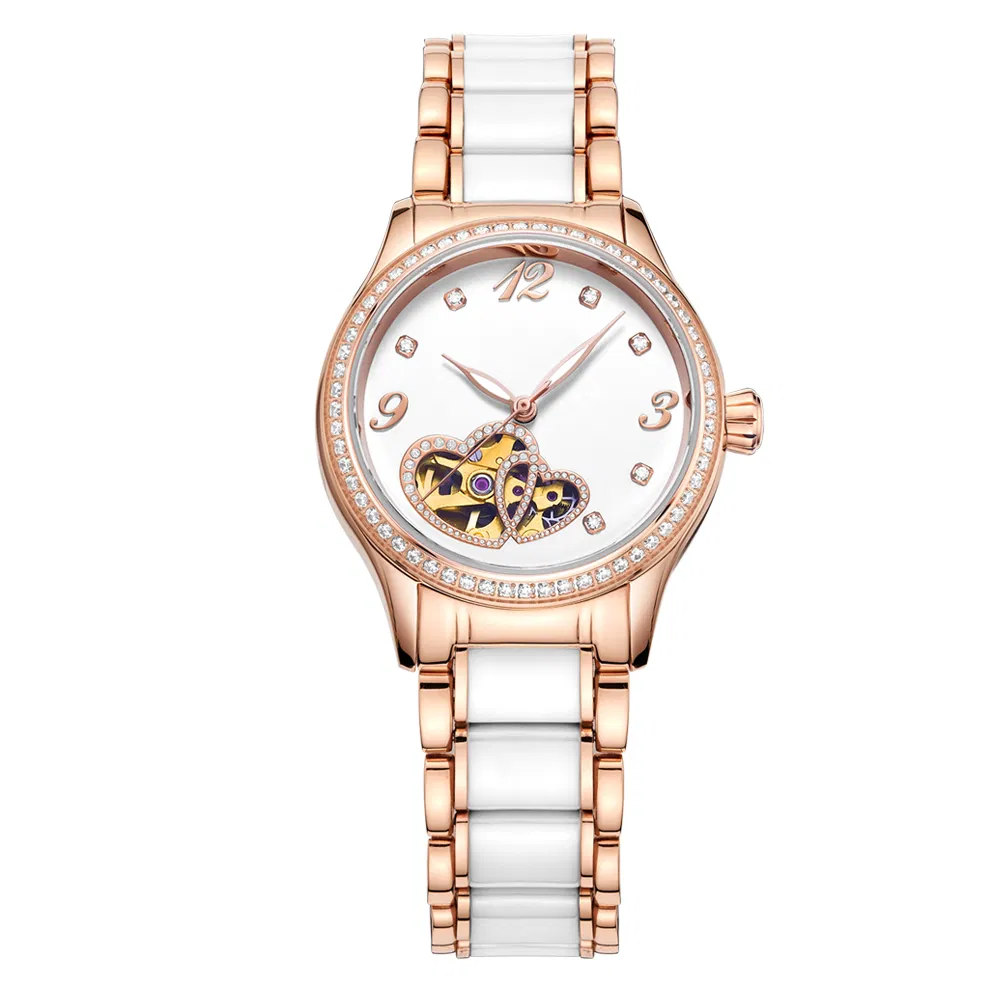 Luxury Premium Crystal Hollow Heart Shape Women Wrist Watch