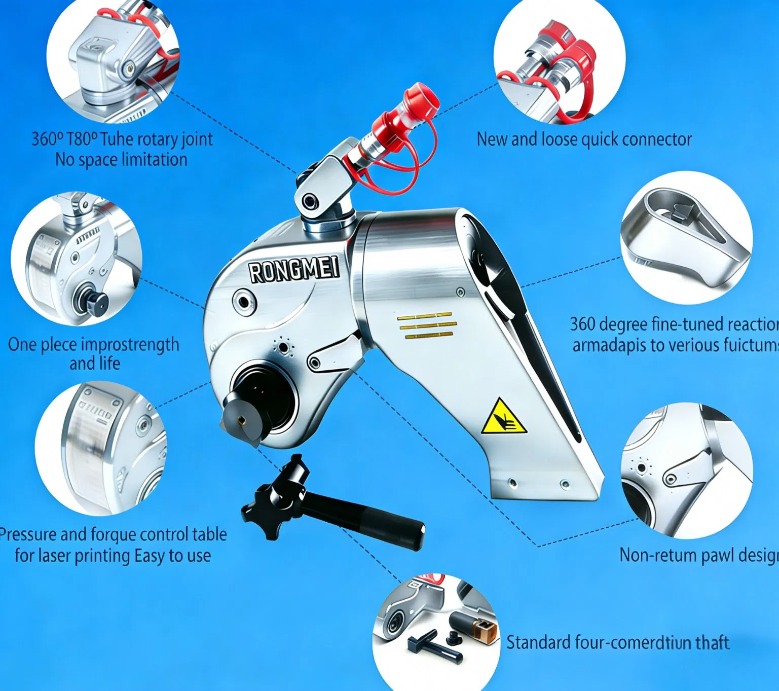 Hydraulic Powered Spanner Tools 700bar Square Drive Hydraulic Torque Wrench