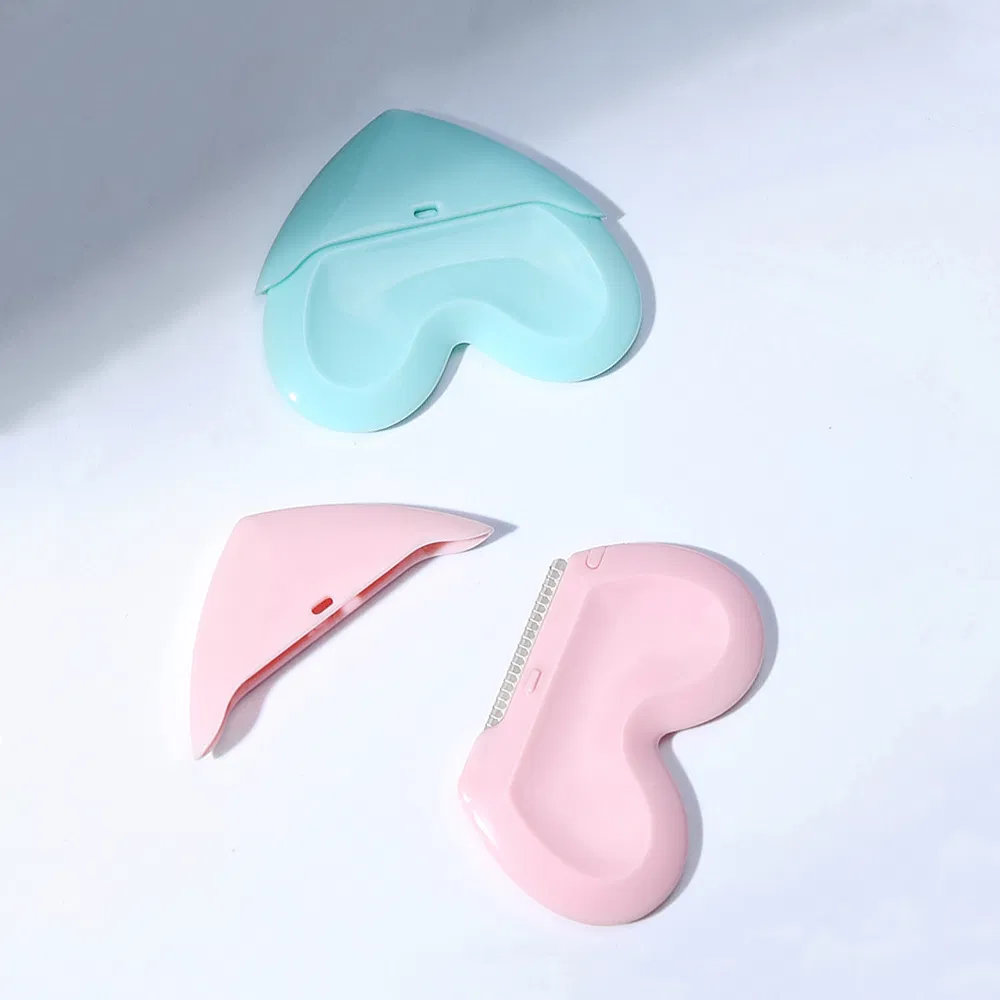 Stainless Steel Blade Heart Shape Facial Body Beard Razor Brow Eyebrow Face Hair Trimmer with Cover