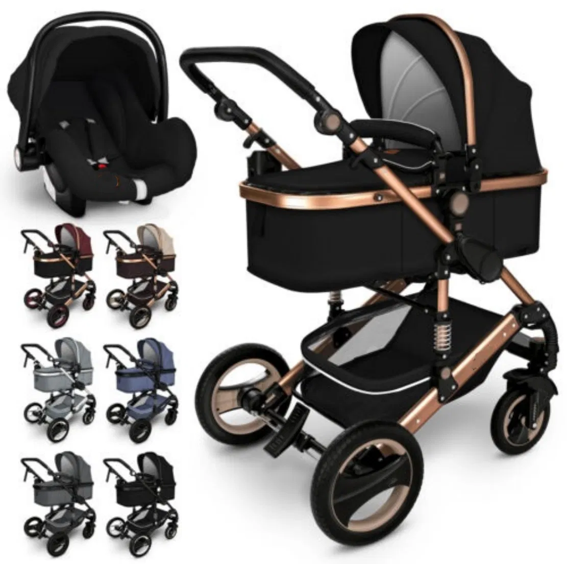 Fashionable 3-in-1 Foldable Baby Stroller Five-Point Portable Light Weight Pram