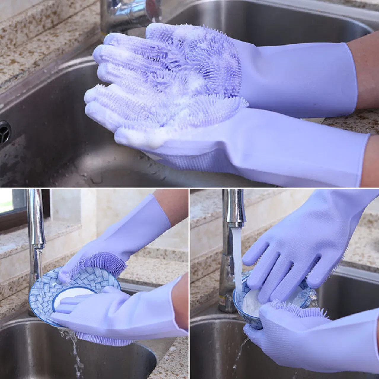 Magic Silicone Cleaning Brush Silicone Dishwashing Glove for Home and Kitchen