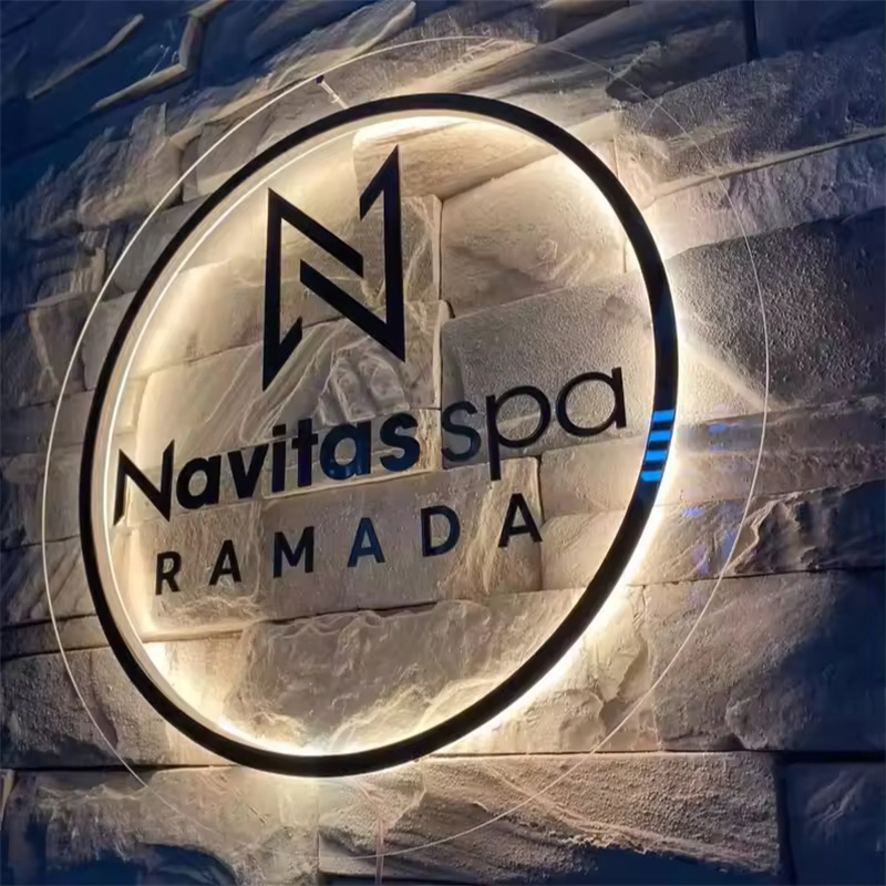 Custom Backlit Acrylic Sign Metal Backlight Brand Logo Sign Aesthetic Salon Sign