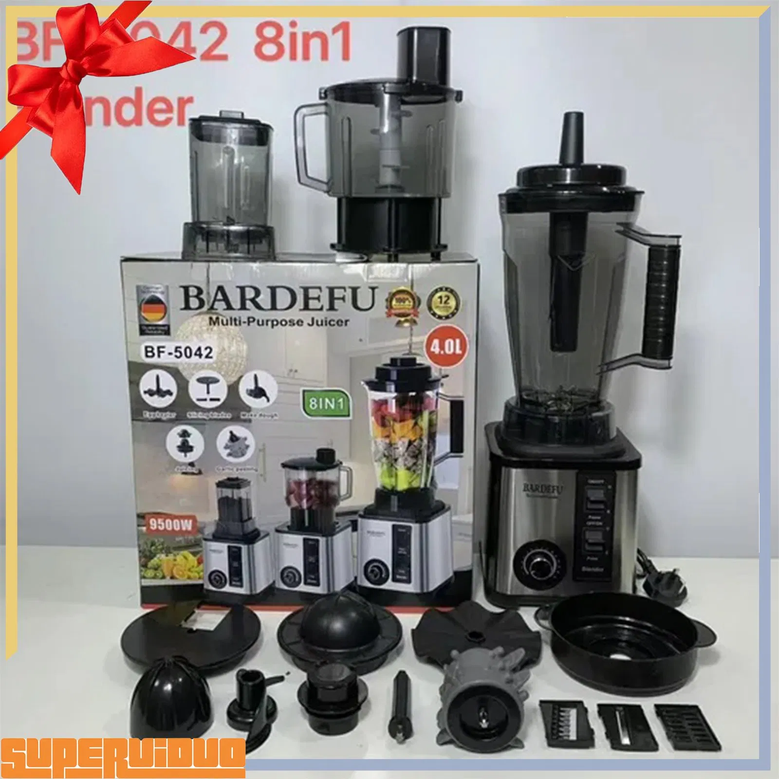Multifunction 8 in 1 Meat Grinder Ice Crush Smoothie Maker High Speed Electric Mixer Commercial Blender