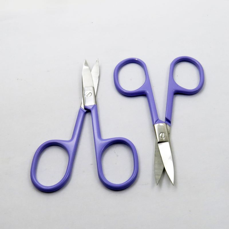 Stainless Steel with Colorful Coated Curved Eyebrow Facial Eyelash Trimming Beauty Makeup Scissors Beauty Tools
