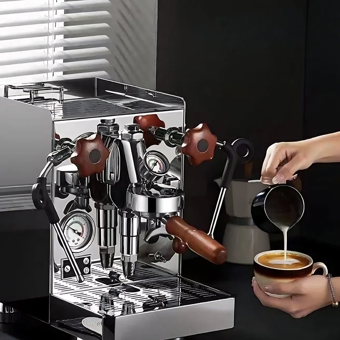 Professional Italian Espresso Machine with Dual Pump System and Independent Water Circuits