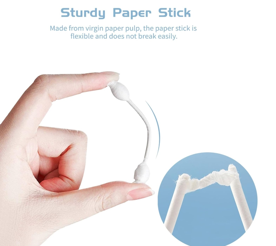 55PCS Kids Children Baby Safety Cotton Swabs for Newborn with Paper Stick