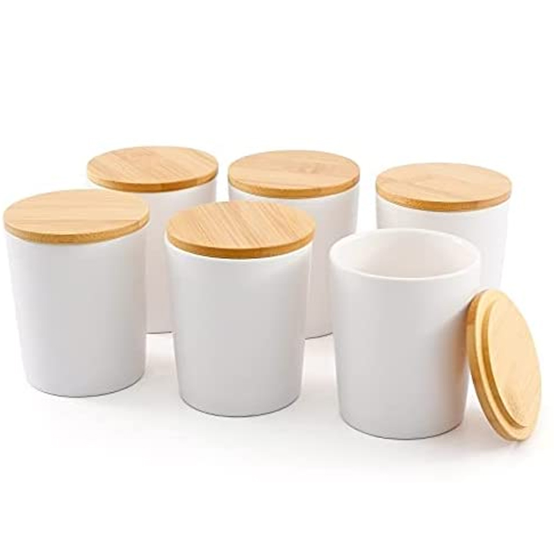 8 Oz Glass Candle Vessels Container Candle Jars with Wooden Lid