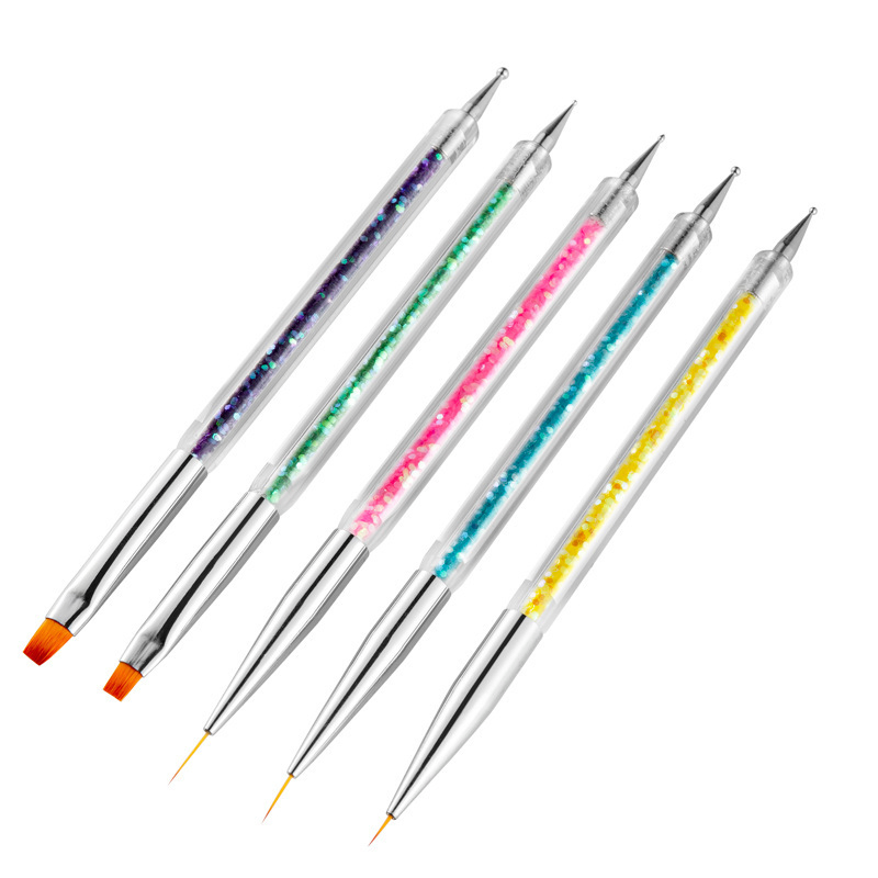 New Design Wholesale Double-Ended Pull Line Drawing Flower Sculpture Nail Pen