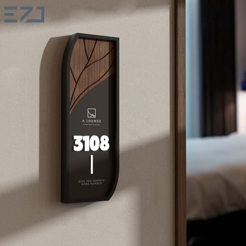 Ezd Wood Room Signage Doorplate Apartment Door Number Sign for Hotel