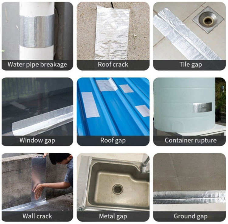 Waterproof Self-Adhesive Aluminum Foil Butyl Tape for Building Windows Concrete Steel Roof