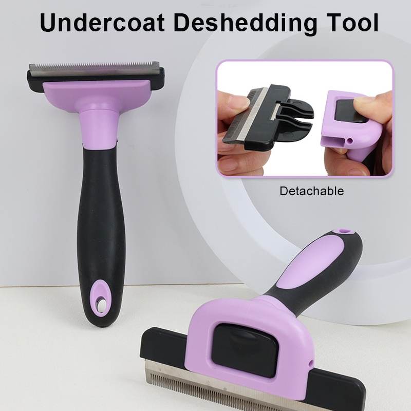 Professional Pet Grooming Brush Kit Double Sided Pet Slef-Cleaning Brushes Undercoat Deshedding Tool