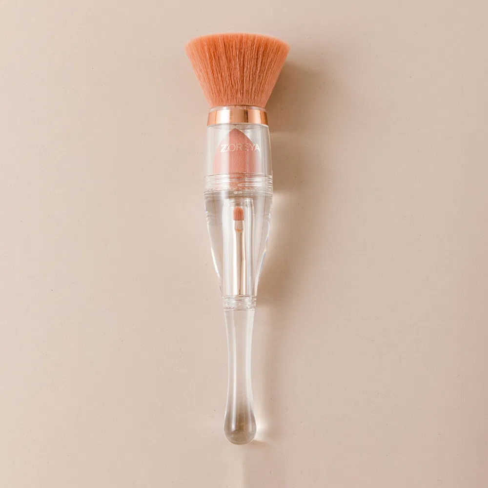 3-in-1 Transparent Milk Tea-Colored Flat-Top Powder Brush