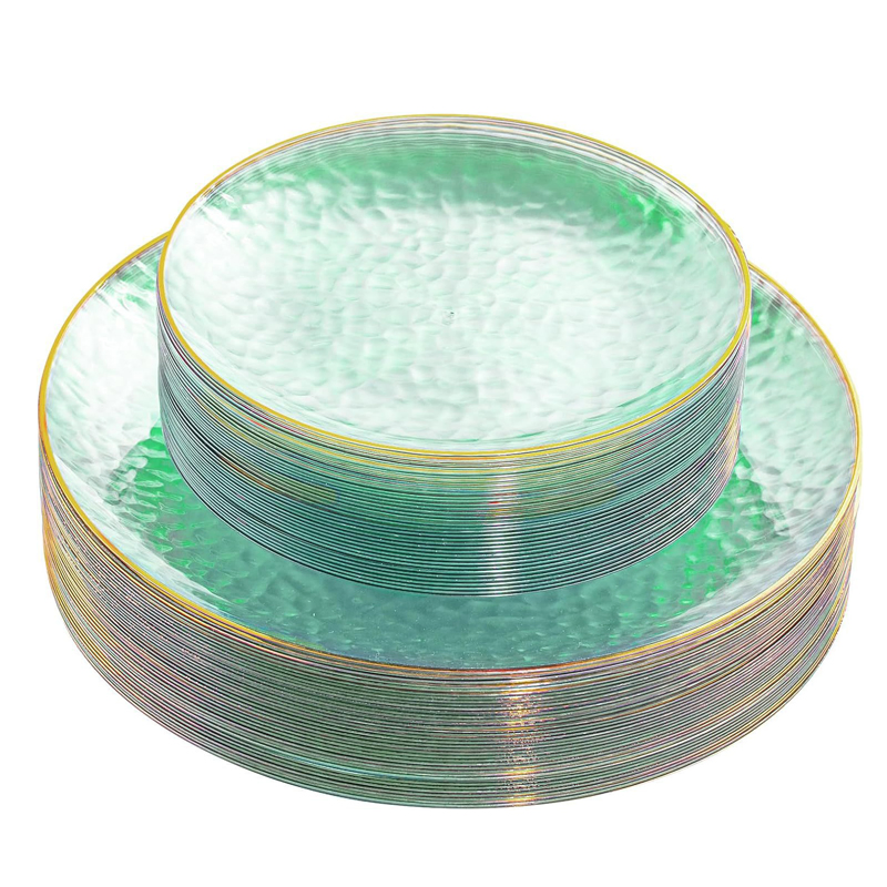 European-Style Eco Disposable Plastic Round Flat Plate Tableware for Hotel Wedding Parties