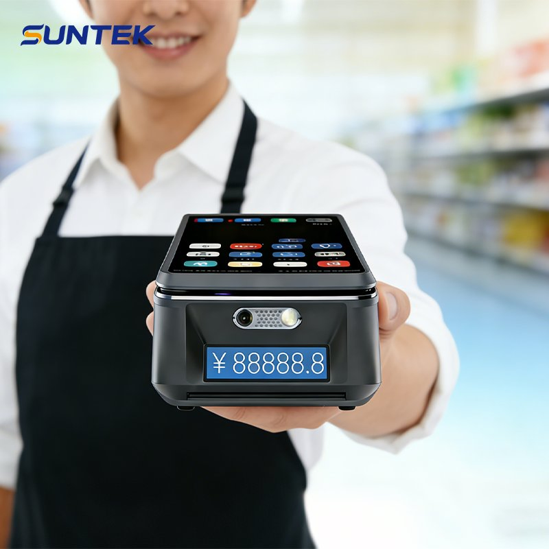 Suntek Handheld Rugged Android 15.0 POS Machine with Qr Code Scanner 4G Android POS System with Printer