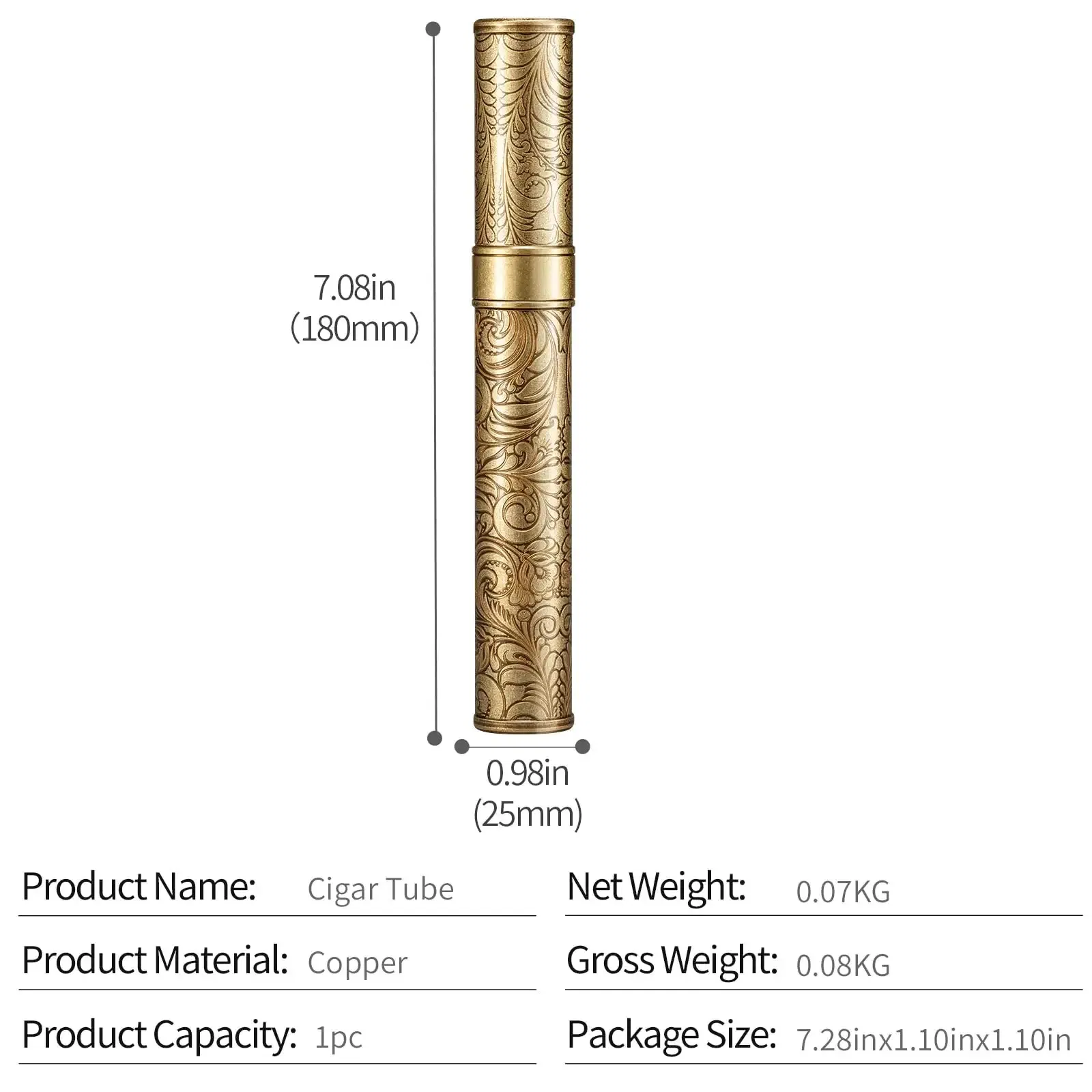 Stainless Steel Carving Moisturizing Holds 1 Cigar