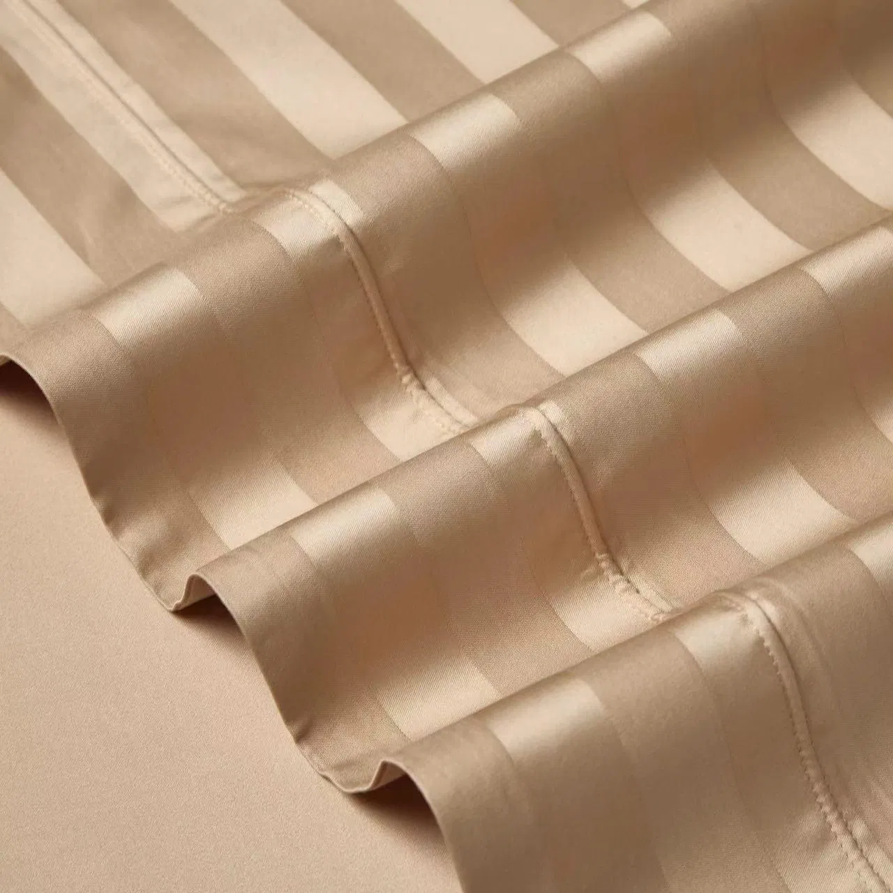 Gold 120-Count Cotton 3cm Satin Stripe Jacquard Quilt Cover Bed Sheets 4 Pieces Guangdong Luxury Bedding Set for Home Hotel