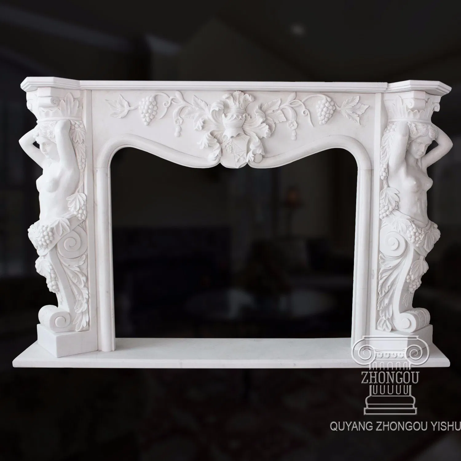 French Style Natural White Marble Fireplace for Home Decoration