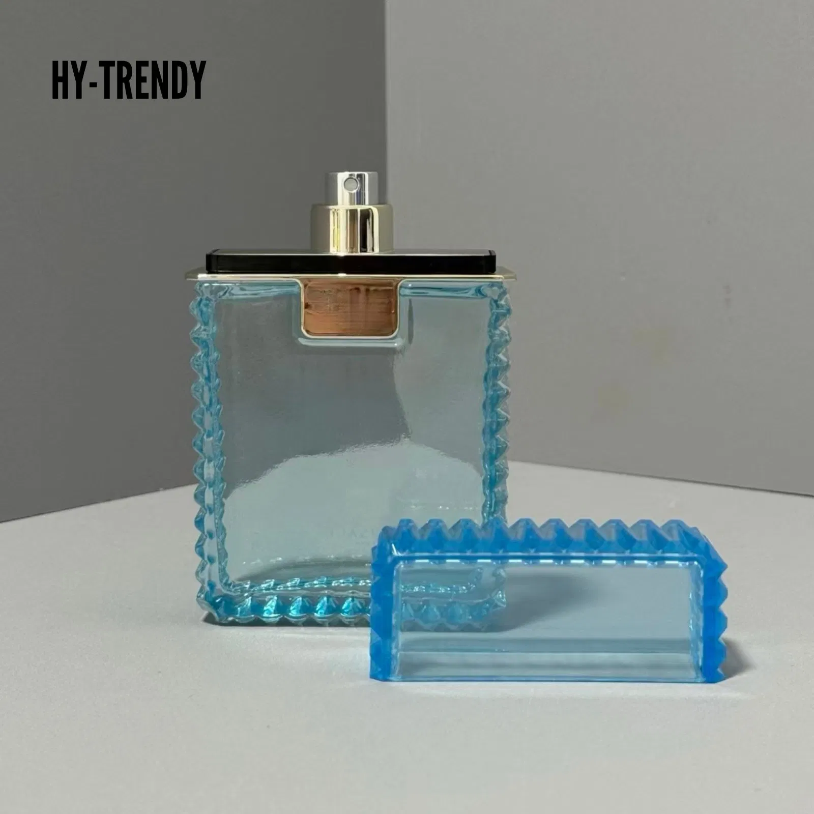 Premium Customized Blue Bottle Wooden Fragrance Men's Perfume Spray