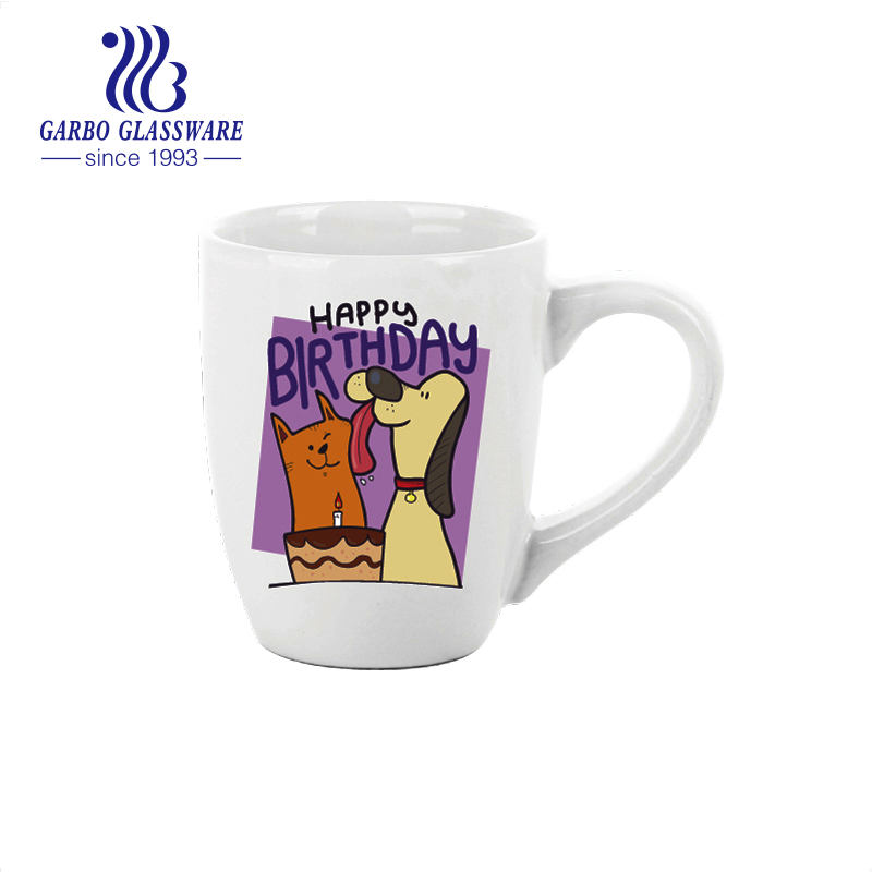 8oz Ceramic Mugs with Colorful Decal Customized Pattern Design Porcelain Cup
