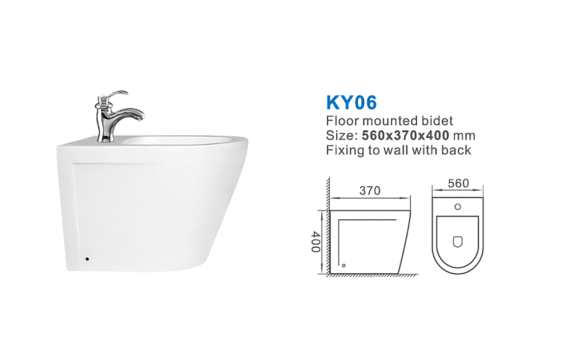 Elongated Style White Glazed Floor Mounted Floor Bathroom Standing Bidet